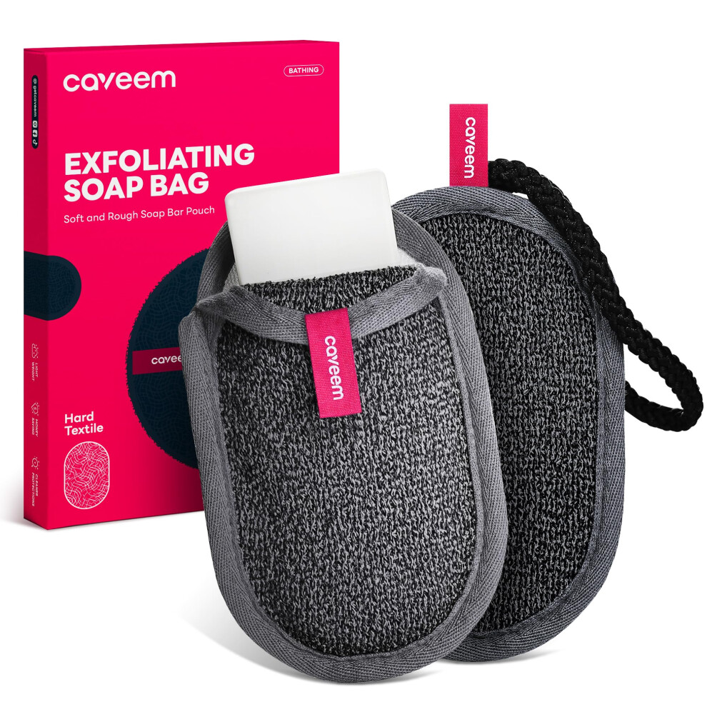 Caveem Soap Bag, Rough Exfoliation Soap Pouch For Bar Soap, Soap Mesh Pocket Bar Holder Washing And Drying Bags, Soap Sack Sponge Bag For Shower Bath