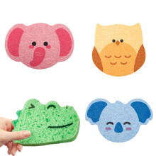 WOLMIK Baby Bath Sponges - 4 PCS Baby Sponges for Bath, Animals Shapes Natural Bath Massage Sponges for Newborns, Soft Bath Sponges Set for Kids