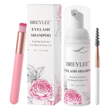 Eyelash Extension Shampoo 60ml + Brush + Mascara Wand Eyelid Foaming Cleansing,Lash Shampoo Cleaner,Nourishing Formula,Paraben & Sulfate Free,Makeup