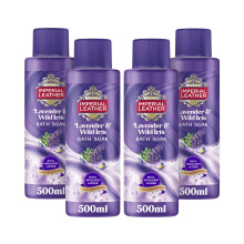 Imperial Leather Relaxing Lavender & Wild Iris Bath Soak, Rich Indulgent Lather & Long Lasting Luxury Fragrance, Vegan & Cruelty Free 4 x 500ml