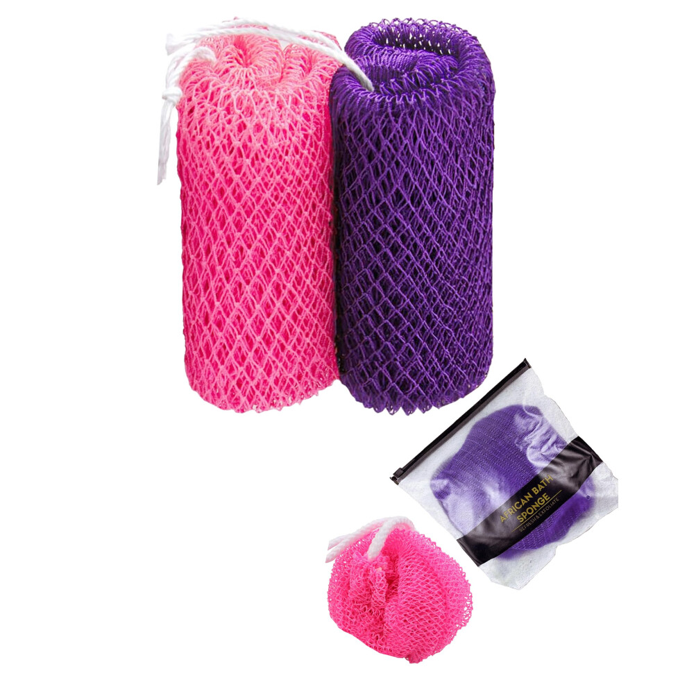 Mzinge African Exfoliating Net Sponge With Knotsï¼2 Pieces Afro Scrubexfoliating Net,Reusable Back Scrub Cloth Forshower,Men & Women,Bathbody Scrubber With