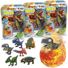 INKEE Surprise Dino Bath Bombs for Kids – 3 Pack Egg-Shaped Fizzies with Dinosaur Bath Toy Inside