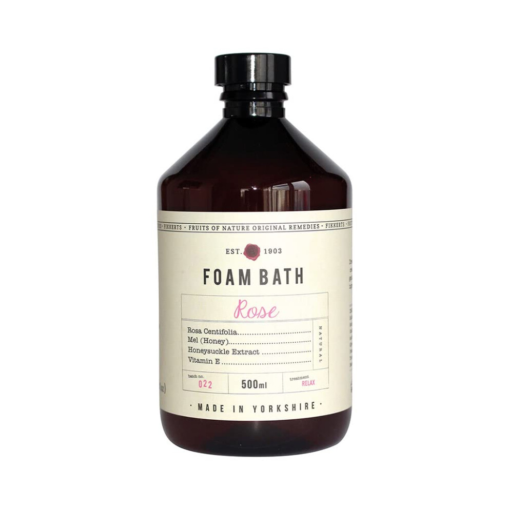 Fikkert Fikkerts Fruits Of Nature Rose Soothing And Relaxing Bath Foam (500Ml/16.91Floz) With Lively, Sweet Floral Tones, Vegan Plant Based