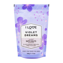 I Love Signature Violet Dreams Scented Bath Salts, with 99% Naturally Derived Ingredients, Lightly Fragranced Leaving Skin Feeling Silky & Smooth