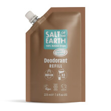 Salt of the Earth - Natural Deodorant Roll On Refill Pouch, x3 Uses - Ginger & Jasmine - Vegan, Leaping Bunny Approved, Made in the UK - 225ml
