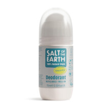 Salt of the Earth - Natural Refillable Roll On Deodorant - Unscented - Vegan Formula with Long-Lasting Protection - Made in the UK - 75ml