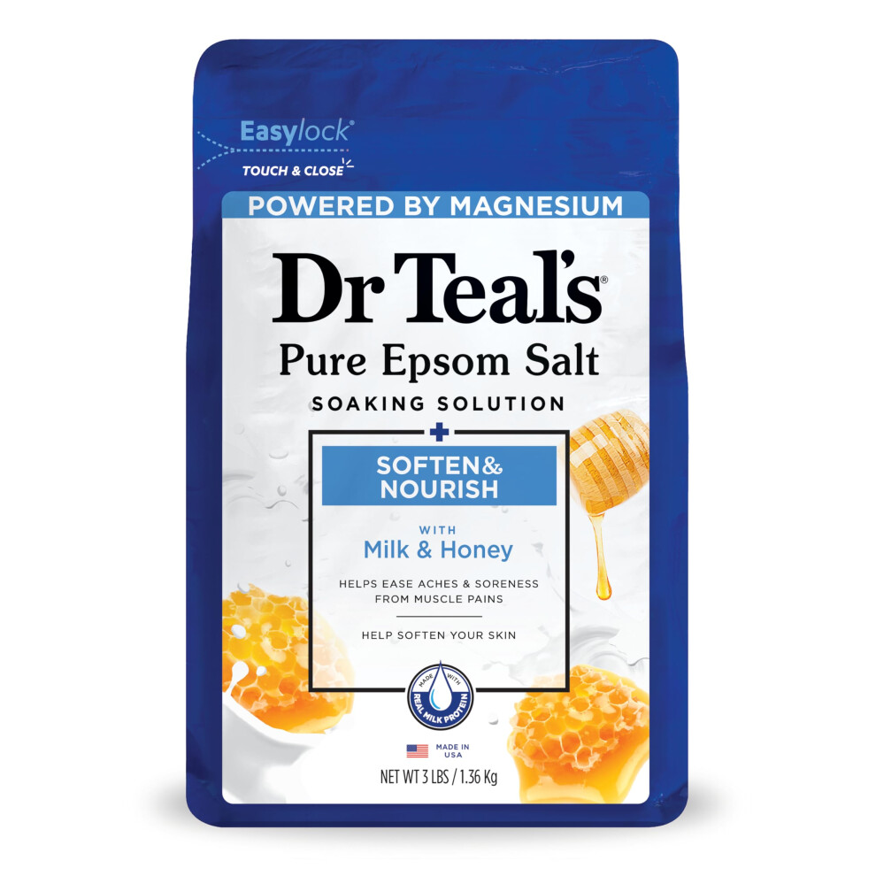 Dr Teal's Dr. Teal's Epsom Salt Soaking Solution, Soften & Nourish With Milk And Honey, 48Oz