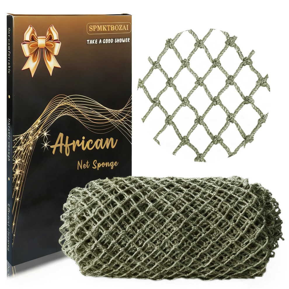 Spmktbozai African Net Sponge Authentic, African Exfoliating Sponge Real African Net Black Owned, African Bath Sponge Back Scrubber