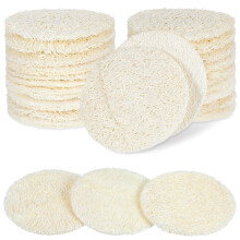 30 Pcs Facial Sponges, Ymapinc Exfoliating Face Pads, Natural Loofah Sponge, Face Scrubber, Loofah Pad Scrub Exfoliator