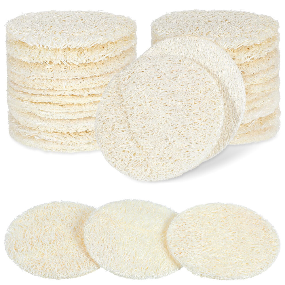 Ymapinc White 30 Pcs Facial Sponges, Exfoliating Face Pads, Natural Loofah Sponge, Face Scrubber, Loofah Pad Scrub Exfoliator