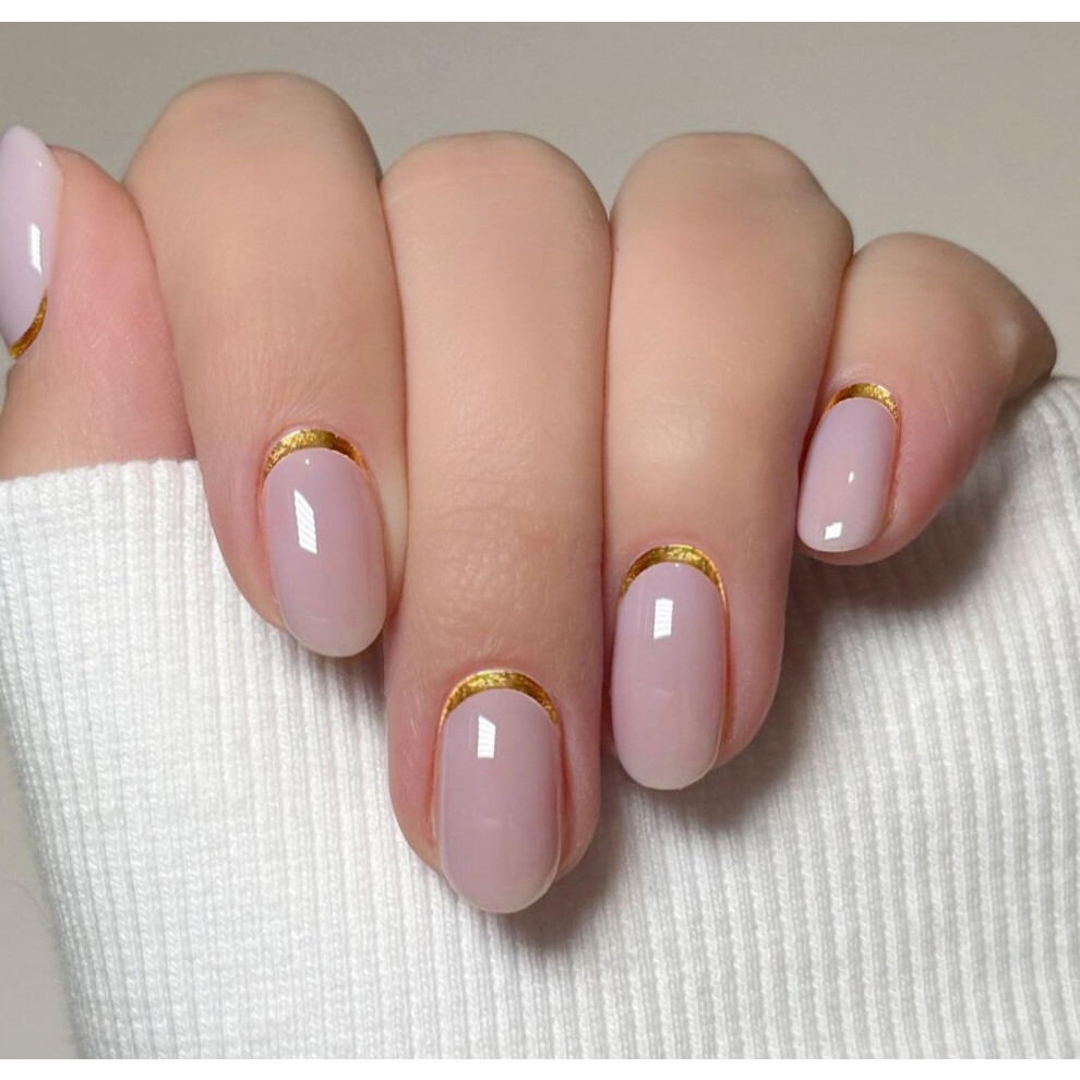 Jmeowio Gold Gel Nail Stickers Line French Tip Semi Cured Gel Nail Strips Wraps Uv/Led Nails Art Design Decoration Accessories