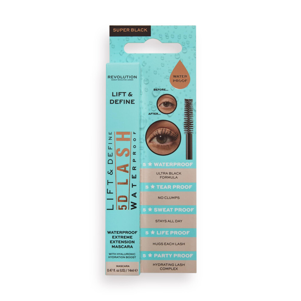 Revolution Beauty London Black 5D Lash Waterproof Mascara, Add Volume, Impact And Length, 8G