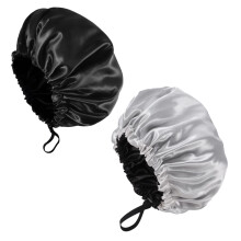 Fuyamp 2 Packs Satin Sleep Cap Shower Cap,Adjustable Silky Sleep Bonnet for Women Long Curly Hair