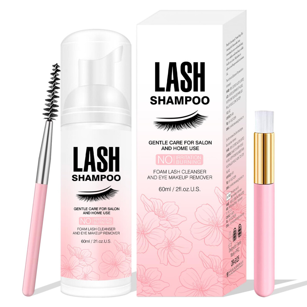 Smarting Lash Shampoo For Eyelash 60Ml + Brush & Mascara Wand Eyelid Foaming Cleansing, Extension Cleanser Remover,Makeup Remover,Salon And Home Use