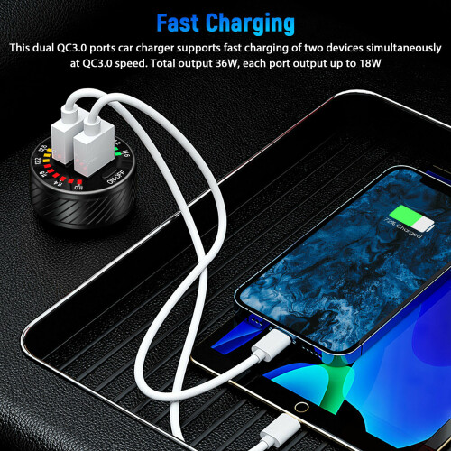 36W Car Cigarette Lighter Socket Dual USB Fast Charger Power LED Adapter Outlet 1