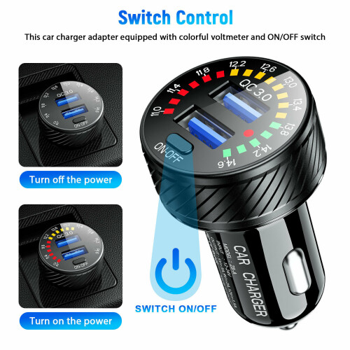 36W Car Cigarette Lighter Socket Dual USB Fast Charger Power LED Adapter Outlet 2
