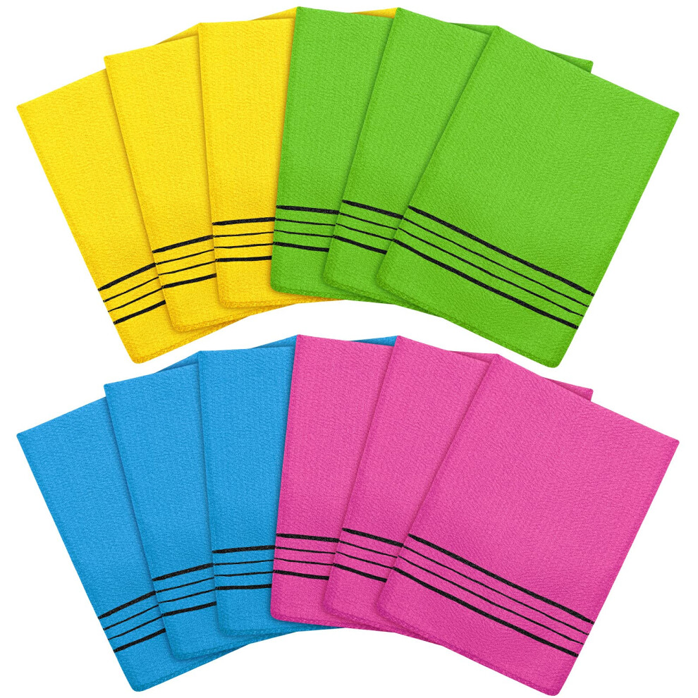 Tatuo Yellow 12 Pieces Korean Exfoliating Mitt Glove Italy Towel Body Skin Scrubber Exfoliating Scrubber For Remove Dead Skin Washcloth Korean