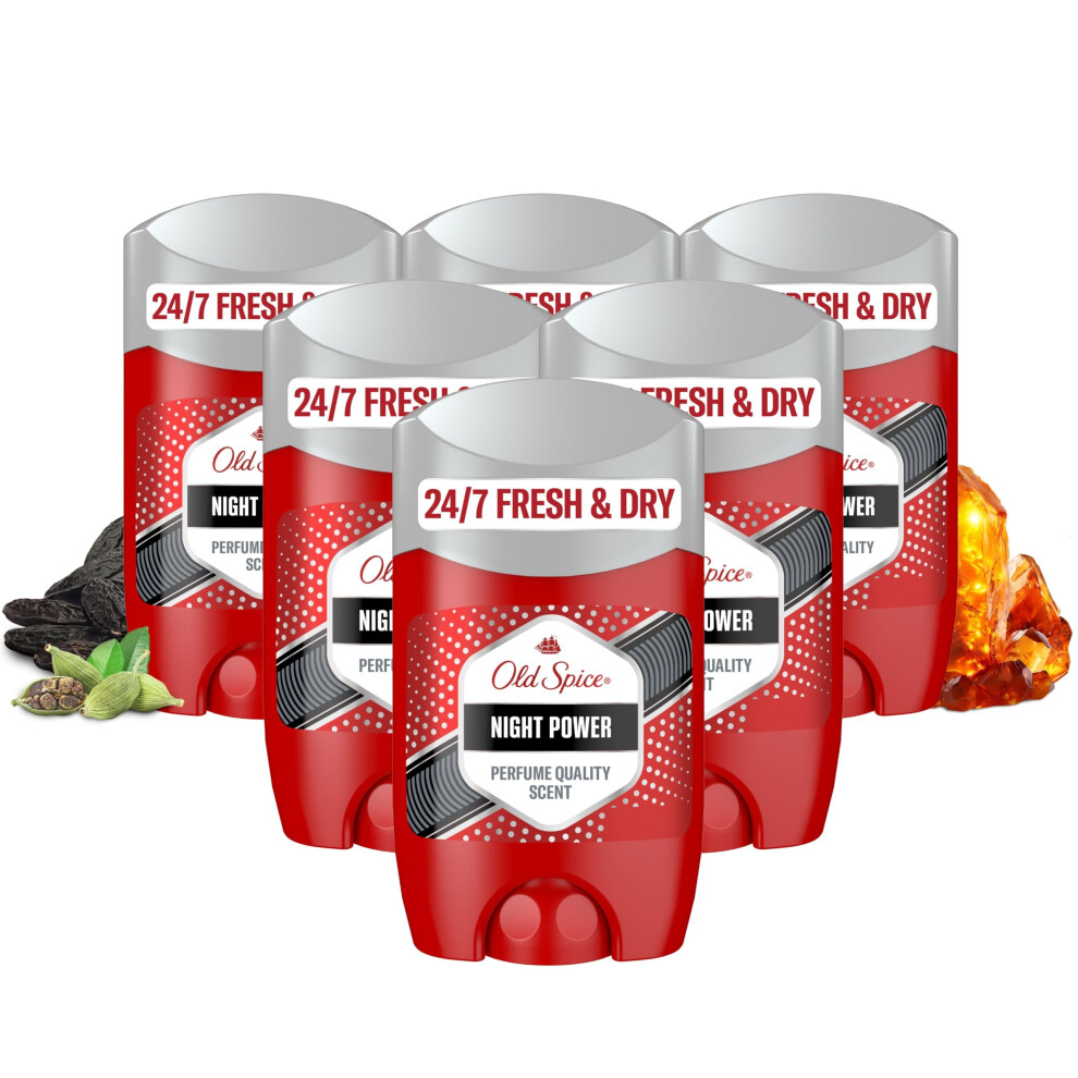 Old Spice Night Power Antiperspirant Mens Deodorant Stick, Roll On Deodorant For Men, Anti Perspirant Value Pack, 6 X 50Ml
