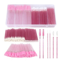 YCSHIPO 300-Piece Eyebrow Spoolies, Disposable Mascara Wands, Lip Applicators & Micro Brushes — 100 of Each, Pink