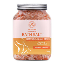 AROMATIKA Joint & Muscle Bath Salts – 1300g Natural Sea Salt Bath Soak with Lavender, Sage & Rosemary Essential Oils for Muscle Relief