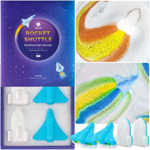 ORIGLAM Space Rocket Bath Bombs for Boys, 4 XL Rainbow Bath Bombs for Kids Bubble Bath, Natural & Organic Kid Bath Bomb with Surprise Colors Inside