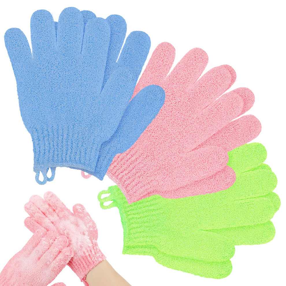 Aybuy 6 Pcs Exfoliating Gloves, Bath And Body Exfoliator Mitts For Women & Men, Shower Body Scrub Gloves For Shower, Spa, Massage