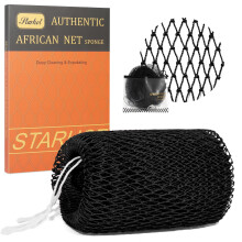 African Net Sponge Authentic with Knots, Exfoliating Body Scrubber for Dead Skin Removal, Back Scrubber for Foot, Scalp & Body Wash