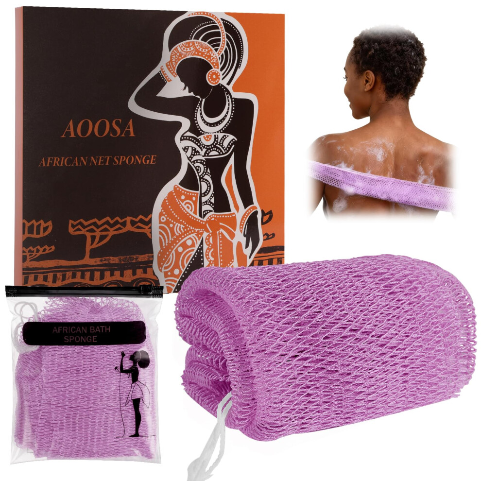 Aoosa African Net Sponge With Knots, Authentic Back Scrubber And Exfoliating Bath Sponge, Long Body Scrubber For Shower Skin Smoother