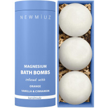 Magnesium Bath Bombs Post Workout Recovery Sore Muscles Tension Epsom Salt Bath Infused with Vanilla Cinnamon Orange Perfect Stocking Stuffers Gift