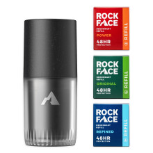 Rock Face Refillable Natural Deodorant Discovery Set for Men - 48hr Odour Protection - 3 Refill Sticks