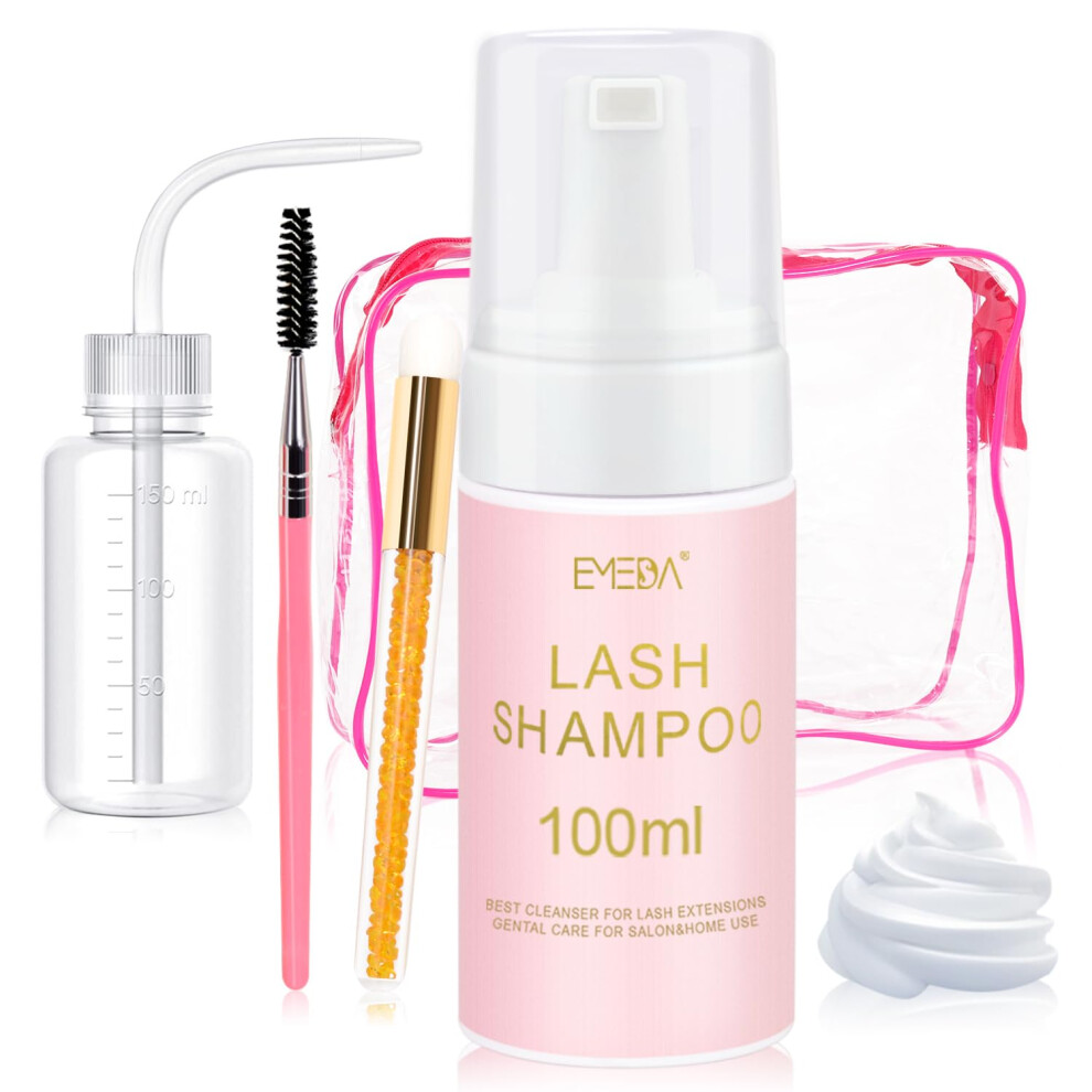 Emeda 100Ml Lash Shampoo For Lash Extensions 3.38 Fl.oz Eyelash Extension Cleanser Oil Free Foam Lash Bath For Eyelash Extensions Wash Lash Cleaning