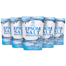 AROMATIKA Epsom Bath Salt Set of 5 (5 x 1kg) – 100% Pure Magnesium Sulphate Crystals – Mineral Bath Soak for Body Care & Relaxation