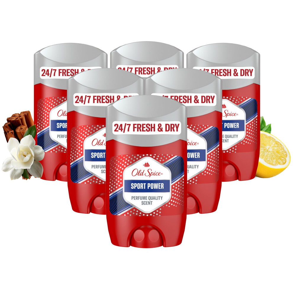 Old Spice Sport Power Antiperspirant Mens Deodorant Stick, Roll On Deodorant For Men, Anti Perspirant Value Pack, 6 X 50Ml