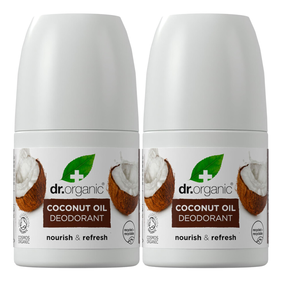 Dr. Organic Dr Organic - Coconut Oil Deodorant - Aluminium Free - Soothing, Nourishing & Hydrating - Vegan, Cruelty, Paraben & Sls Free - 50Ml - 2 Pack