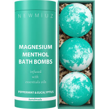 Menthol Fizzing Bath Bomb Eucalyptus Peppermint Epsom Salt- Refreshing & Energizing
