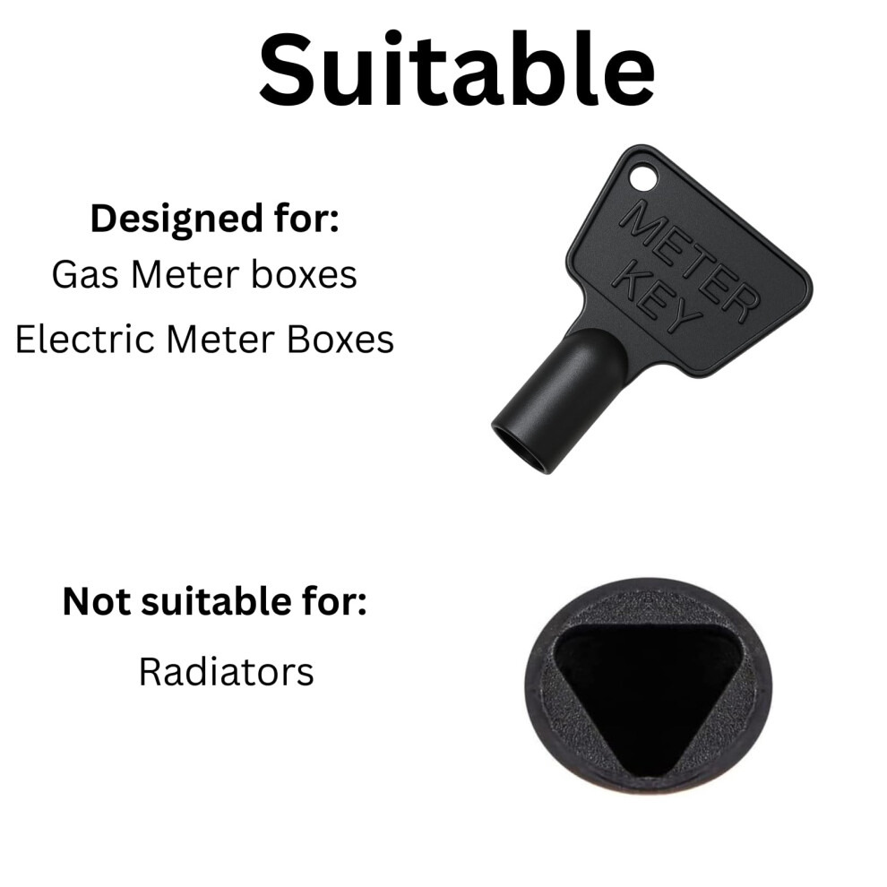 Gas Meter Box Key [2 Pack] - Triangle Key - Electric Box Key - Utility Box Key - Black Plastic Key 5051226596940