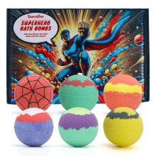 Superhero Bath Bomb Gift Set for Kids - Set of 6 Handmade Fizzies, Moisturising, Bubble Formula - Kids Bath Bombs - Bath Bombs for Boys