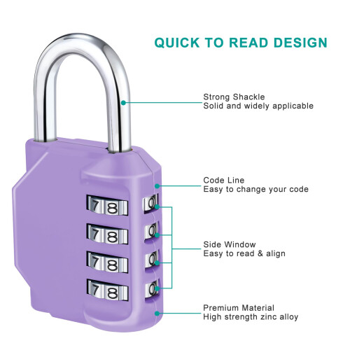 ZHEGE Combination Padlock, 4 Digit Padlock with Code, Resettable Locker Padlocks for School Locker, Toolbox 2