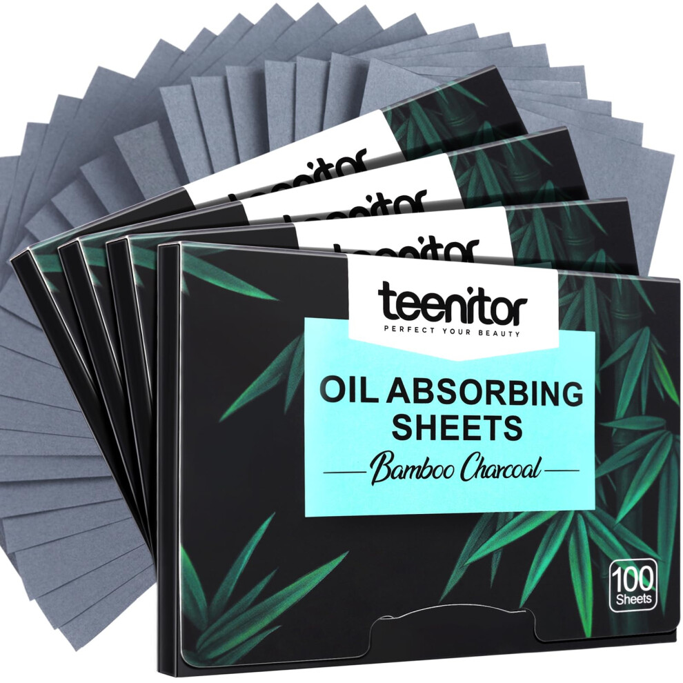 Teenitor 400 Counts Oil Blotting Papers For Face, Bamboo Charcoal Oil Absorbing Sheets For Oily Skin, Oil Blotting Sheets For Face