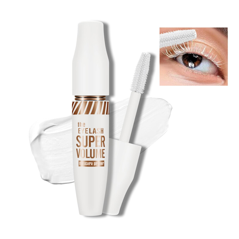 Kyda White Mascara Lash Primer, Waterproof Thick Fiber Mascara, Volumizing And Lengthening Charming Lashes, Care Lash Primer, No Clumping