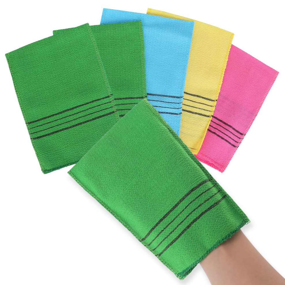 Sibba 5Pcs Asian Exfoliating Mitts Dual-Sided Korean Exfoliating Gloves Scrubbing Washcloth Italy Towel For Removing Dead Skin Callus Scrubber Shower