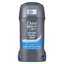 Dove Men+Care Marine & Blue Cypress Whole Body Deodorant Stick 0% aluminium deodorant for all-day odour control 50 ml
