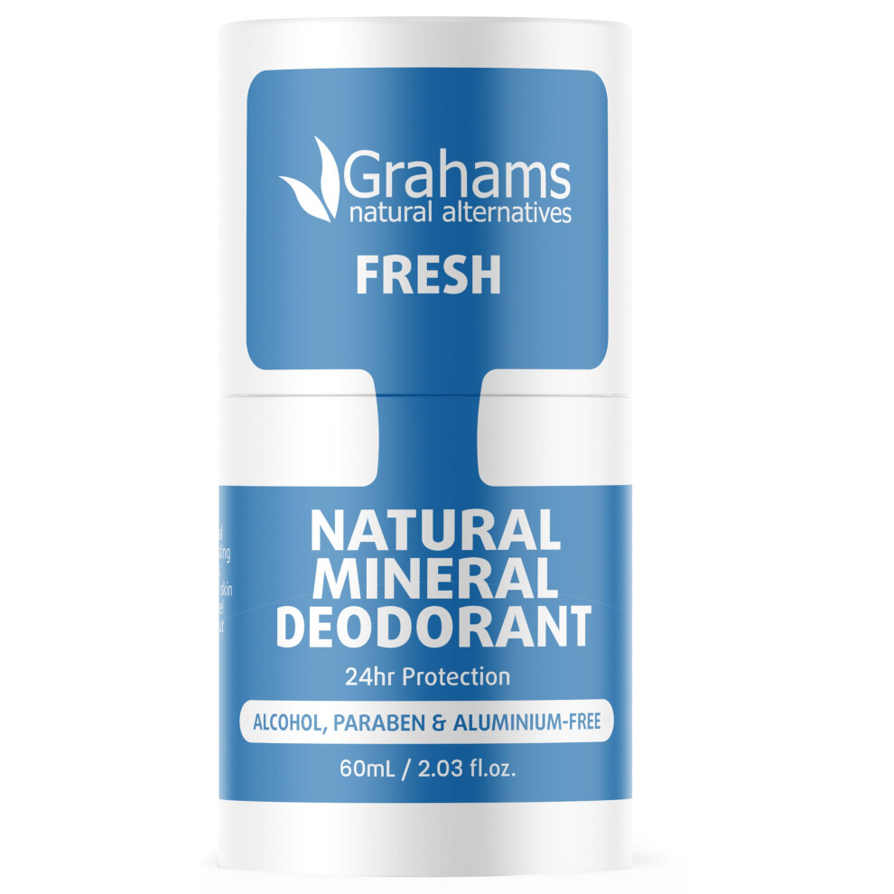 Grahams Natural Fresh Mineral Deodorant - Aluminum Free Deodorant For Men & Women - All-Day Odor Protection - Safe For Sensitive Skin, 60Ml