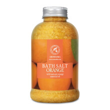 AROMATIKA Orange Bath Salts with Natural Essential Oil – 600 g Aromatherapy Bath Soak for Good Sleep, Stress Reduction & Relaxation, Body Care