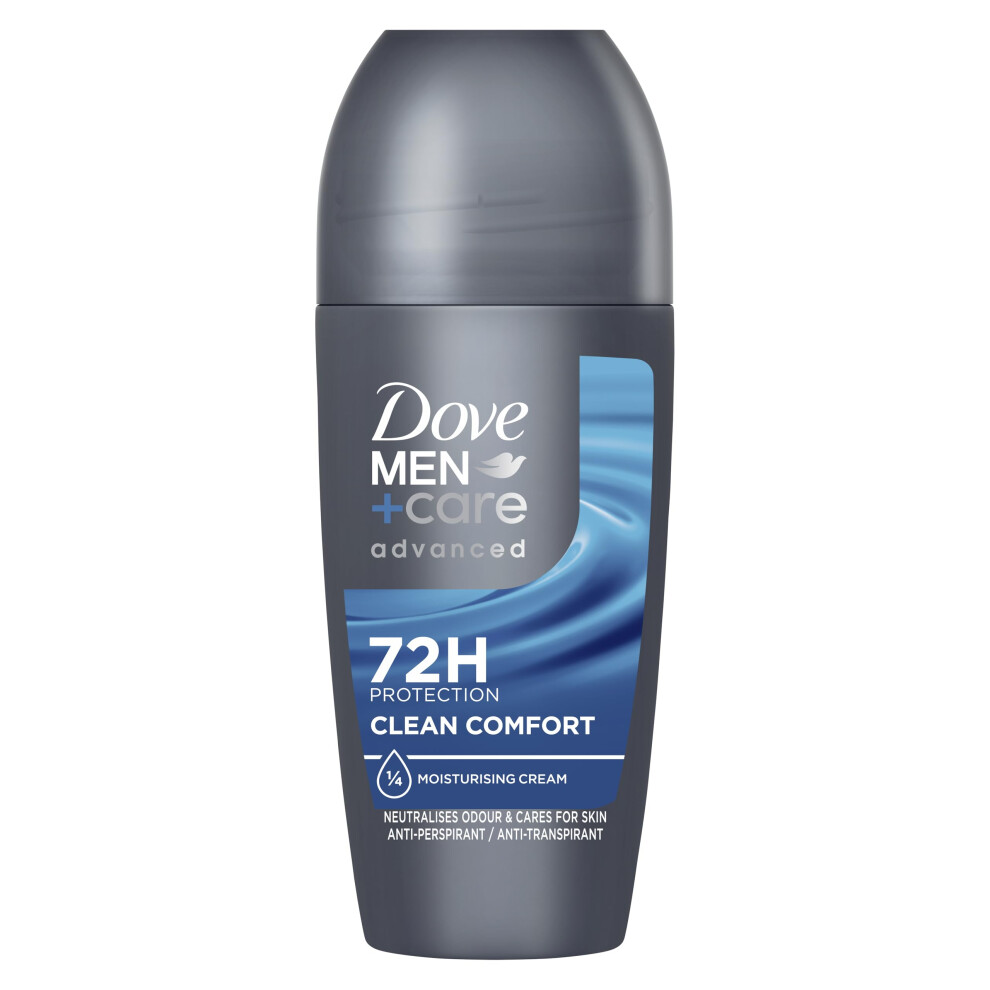 Dove Men + Care Cream Dove Men+Care Advanced Clean Comfort Anti-Perspirant Roll On Deodorant With Anti-Odour Technology & Â¼ Moisturising For 72 Hour Protection