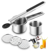 Presse Ă pommes de terre en acier inoxydable avec disques Ă 3 trous pour la fabrication de sptzles