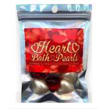 Bare Boutique Heart Bath Pearls. Strawberry and Cream Scented Bath Pearls - 5 Strawberry 5 Vanilla Bath Oil Pearls