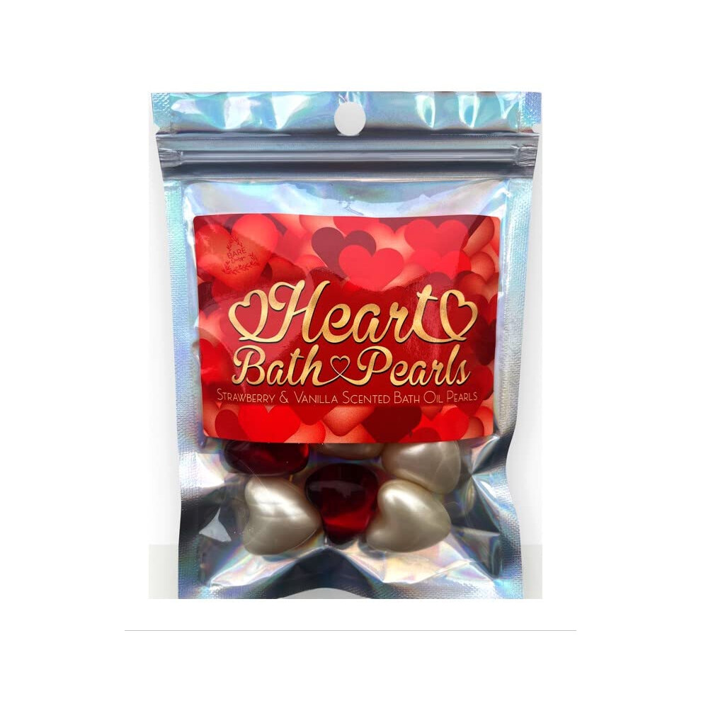 Bare Boutique Heart Bath Pearls. Strawberry And Cream Scented Bath Pearls - 5 Strawberry 5 Vanilla Bath Oil Pearls