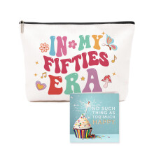 50th Birthday Gifts for Women, Exquisite Makeup Bag & Blessing Card – Idea 50th Birthday Gift Set for Her, Mum, Wife, Teacher, Friends or Sister