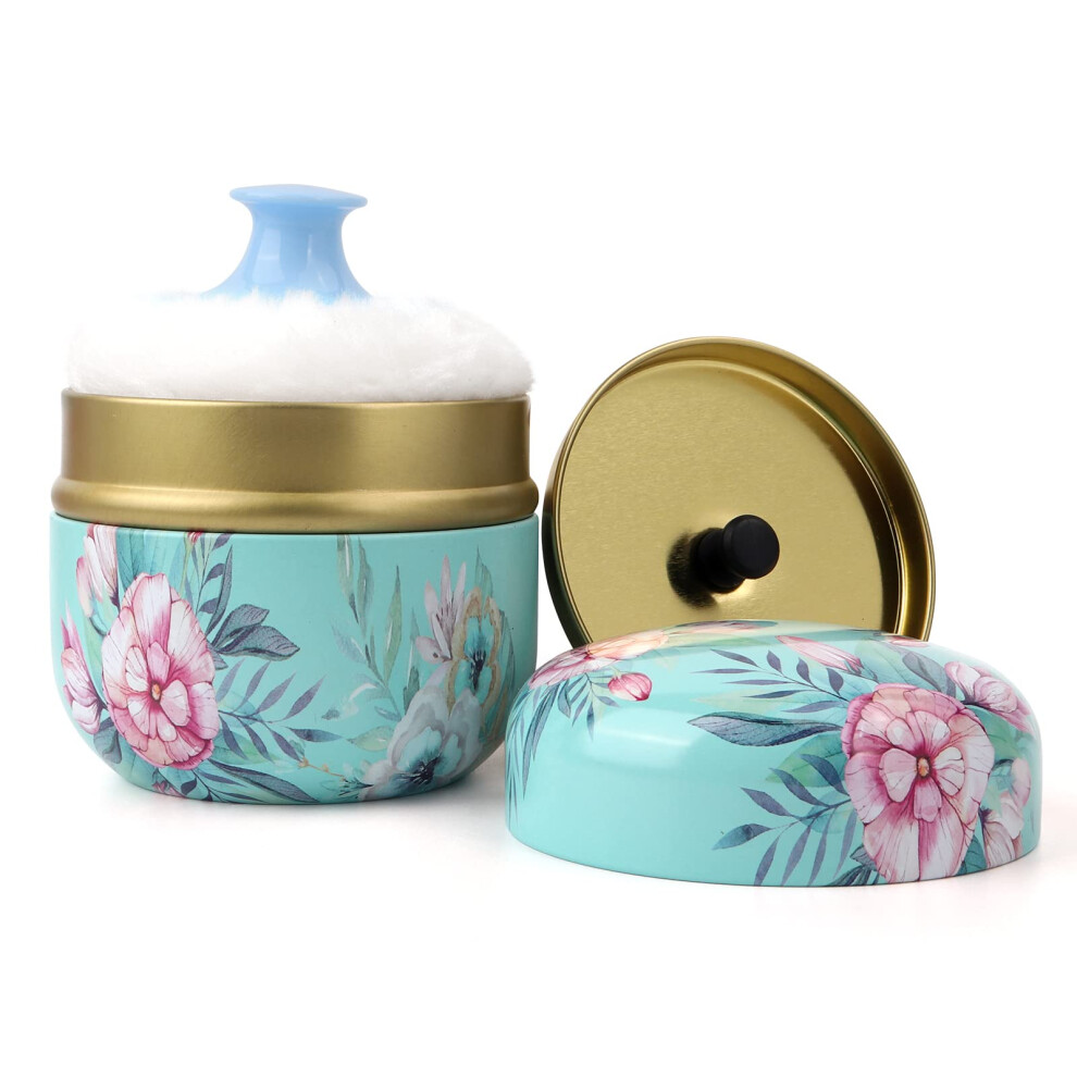 Lionvison Green Baby Powder Puff Box: Medicated Talcum Powder Case With Soft Powder Puff - Storage Jar For Coffee Beans Candies Small Items(Green)